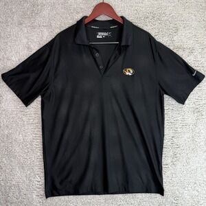 Nike Golf Polo Men's Large Black  MU Tigers Dri-fit Tour Performance Shirt‎